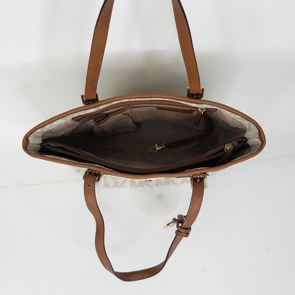 Michael Kors Jet Set Large Signature Tote Shoulder Bag Logo Womens - Picture 3 of 12